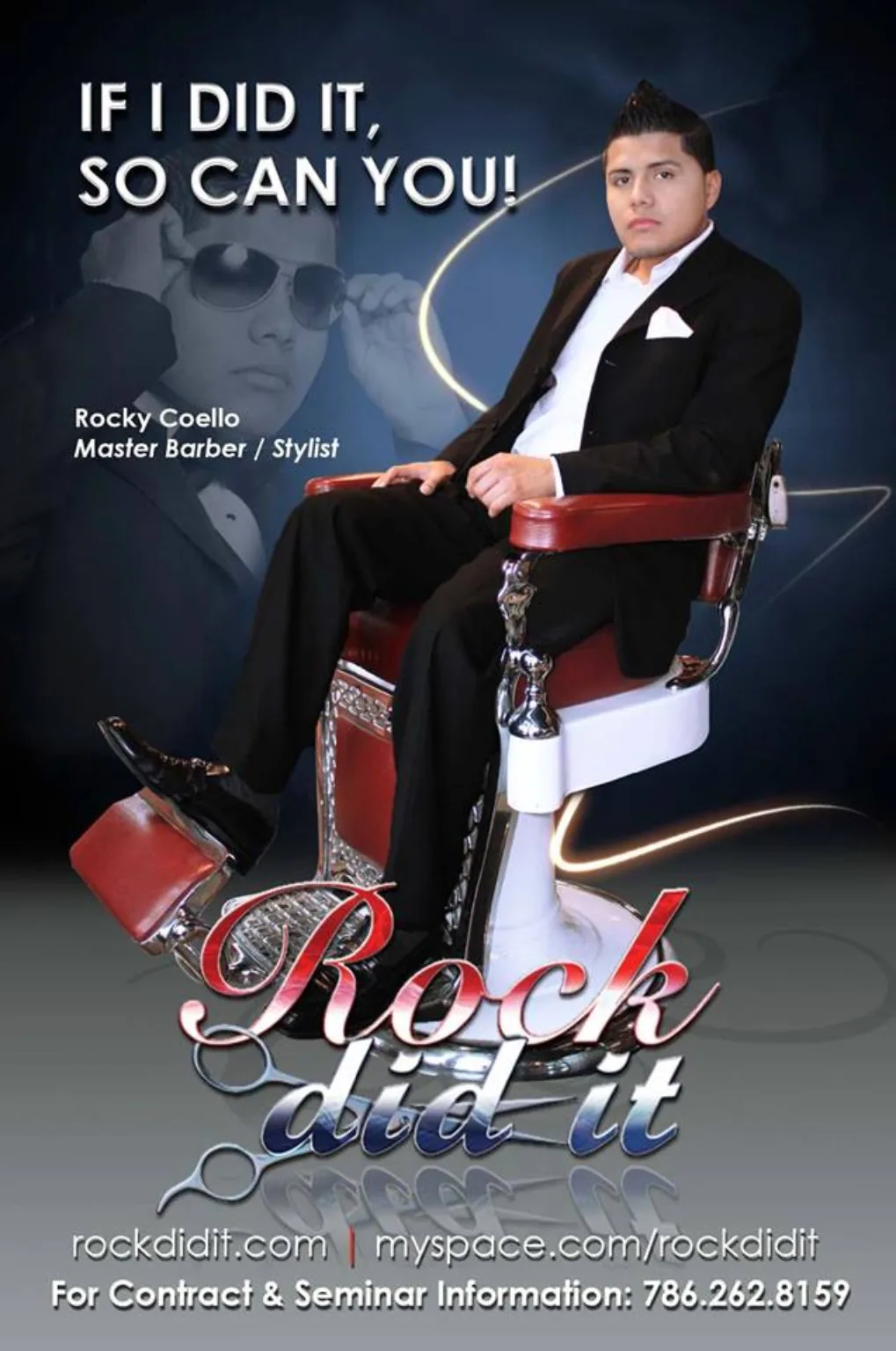 ROCK DID IT founder seated in barber chair